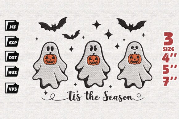 Ghosts Holding Pumpkins Embroidery File