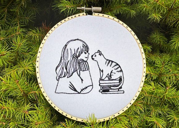 Girl with Cat Embroidery Design Review