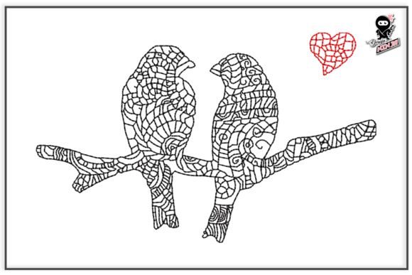 Mandala Love Birds Embroidery Valentine