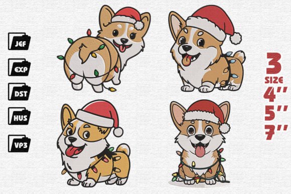 Set of 4 Cute Corgi Embroidery Review
